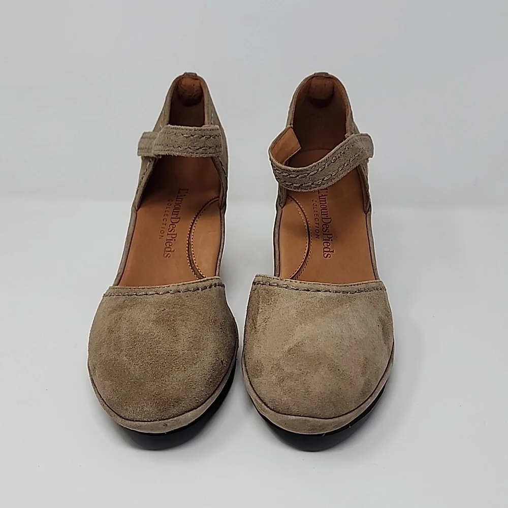 L'Amour Des Pieds Orva Suede Leather Pumps Dark Taupe Size 11